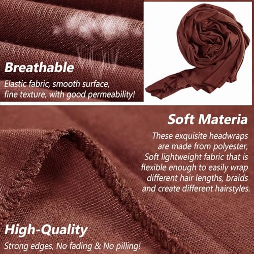Head Wraps for Black Women African Head Wrap Lightweight for Women Long Plain Turban Hair Scarf Scarves - color: 1 Pc-coffee