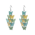Nine Piece Butterfly Earrings Mix Color Bohemia Style Long Drop Dangle Hook Earrings Lightweight Fashion Style Butterfly Earrings Holiday Gifts Jewelry for Women - color: Green