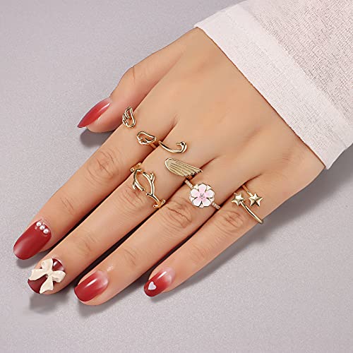 TAMHOO 20 Pcs Adjustable Rings Set for Women - Finger Rings Pack Stackable Rings for Teens- Cute Rings for Teen Girls -in Gold and Silver Tone - color: #1-gold tone