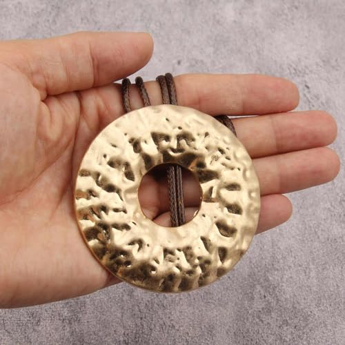 JAOYU Boho Necklace for Women Large Pendant Necklace Boho Long Choker Leather Gold Necklace Vintage Earthy Jewelry Trendy - style: Boho Long Pendant Necklace