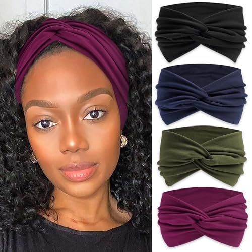 Bandana Headbands for Women Wide Boho Headband Solid Color Knotted Turban Head Bands Soft Hair Wraps Black Head Scarf Fashion Turban Hairband Cute Scarf Headband For Women’s Hair Accessories - color: Style 141