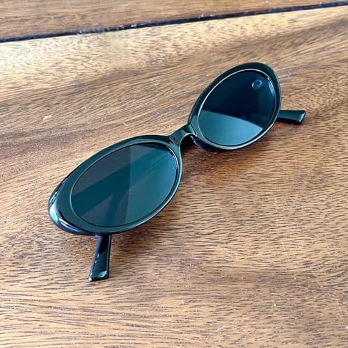 90s Sunglasses for Women Men Retro Small Oval Sunglasses - color: Black/Grey+brown/Brown