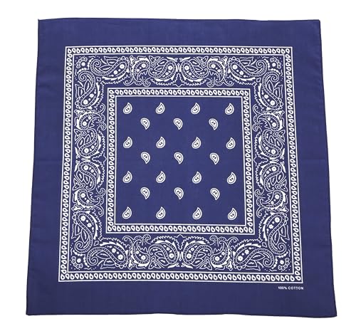 100% Cotton Fine thick Bandanas/Fashion Scarf for Men & Women Paisley printed (6, navy blue)