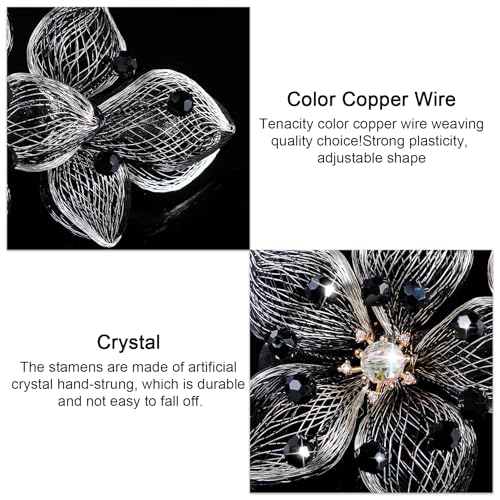 Mistofu DIY Copper Wire Metal Hand-woven High-level design Barrettes Elegant Hair Accessories, Gifts for Women Girls (black-c) - color: black-c