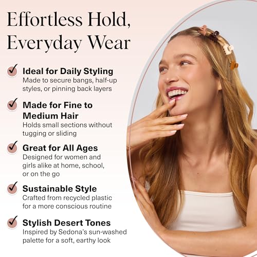 Kitsch Small Hair Clips for Women and Girls – Mini Claw Clips – Hair Accessories – Daily Styling, Recycled, | Ideal Gifts for Women Sedona – 8pc Set - color: Sedona