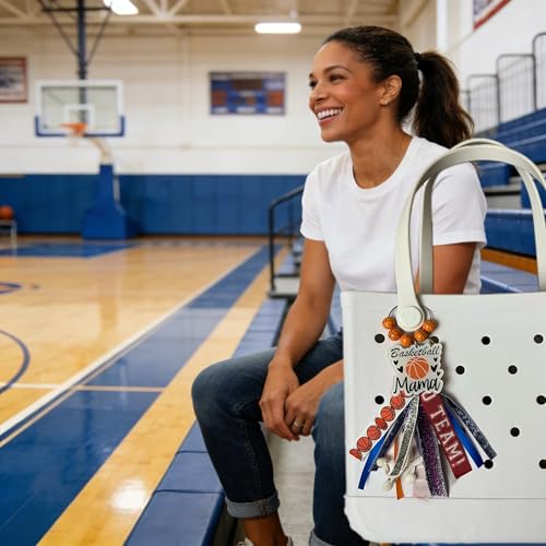 Baseball Softball Soccer Football Volleyball Sports Mom Charms for Bogg Bag Accessories Tassel Backpack Gifts - style: Basketball Mom