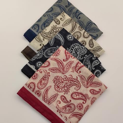 Cotton Like Bandana in Bulk, Head Scarf, Headband, Head wrap, Hair Neck Scarf for Women 22 x 22 inch - color: Bib07 Paisley 4pcs