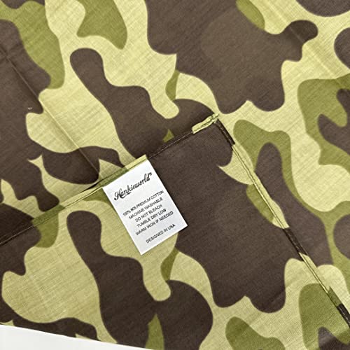 Single Pack Bandanas 60s Premium Cotton Soft Thin Handfeel Large Handkerchief for Men and Women - color: 1 Pack-camouflage
