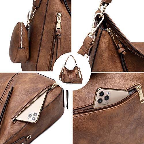 lapsting Hobo Bags for Women Handbags Purse Ladies Boho Shoulder Bag Crossbody Purses Faux Leather - color: B - 15.2inch Brown - Gold Hardware