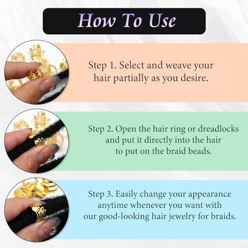 40PCS Gold Hair Jewelry for Braids Multi Style Hair Cuffs Adjustable Braid Jewelry Non-Piercing Ear Clips Loc Dreadlock Accessories for Women and Girls - color: Gold