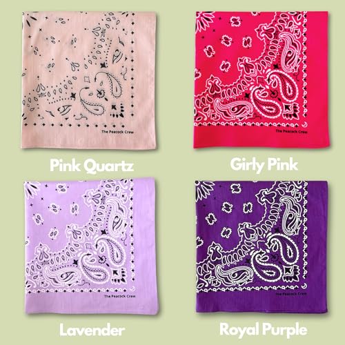 The Peacock Crew Premium Soft Cotton Bandanas Pack for Men and Women Paisley 22 x 22 inches - color: Pack of 4 the Bloom Set