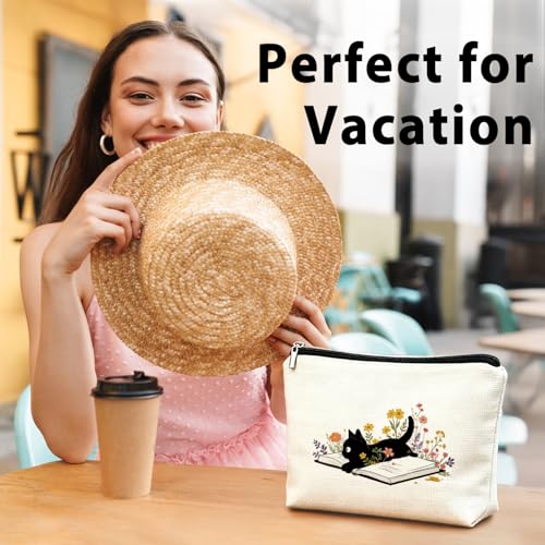 Cute Black Cat Flowers Make Up Bags for Women, Toiletry Bags, Make Up Travel Bag Organizer, Cute Black Cat Gifts for Women & Teen Girls, Cats Gifts Lovers - color: 02-Cat(03)