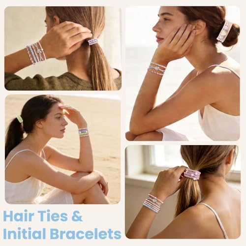 DIYDEC 12pcs Hair Ties Bracelet for Women Boho Braided Hair Ties No Damage Elastic Hair Bracelet Band for Girls Soft Thick Thin Long Curly Hair Accessories (Colour) - color: Colour