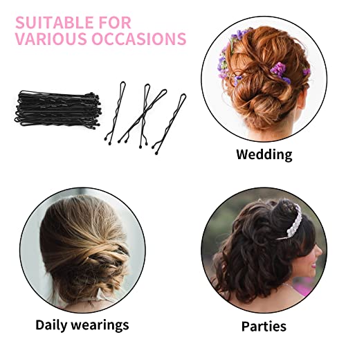 Vaincre Black Bobby Pin for Buns, 150 Count Hair Pins Bulk with Storage Case, Pain-Free Hair Clips for Women and Girls (Black, 2 inch) - color: Black