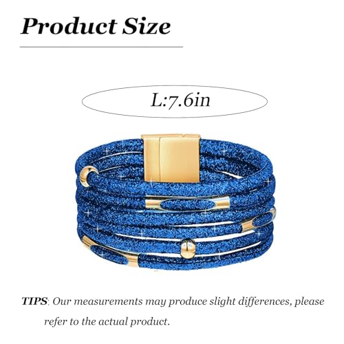 Long tiantian Boho Leather Wrap Bracelets Western Bracelets for Women Stackable Starfish Crystal Pearl Turquoise Leather Bracelet With Clasp Jewelry Gifts Boho Dresses - color: B9:BLUE Bracelet