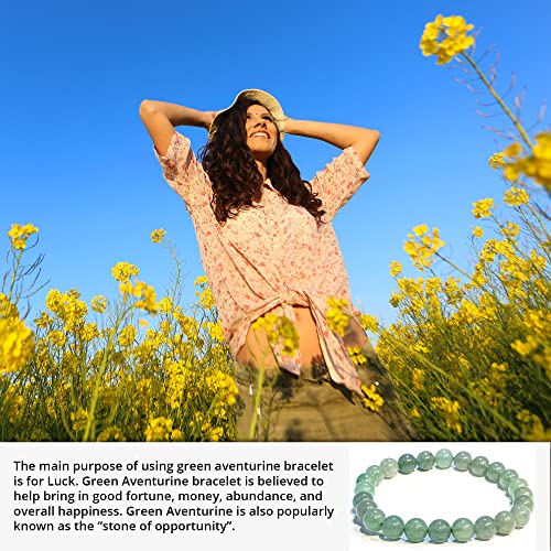 ANAYA AGATE Healing Crystal Bracelet for Women and Men – 8mm Round Beaded Bracelet for Men and Women – Unisex Stretchy Gemstone Bracelet for Healing and Protection - color: Green Aventurine