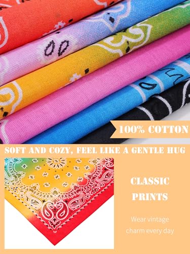 URATOT 12Pcs Paisley Cotton Bandana Printed Head Scarf Set | Rich color options classic paisley printed available for both adults and children with diverse usage scenarios - color: Mixed Colors F