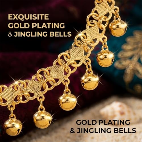 Boho Jingling Bell Anklet for Women Vintage Gold Bell Bracelets Adjustable Layered Indian Jingle Gypsy Vintage Ankle Barefoot Sandals Feet Foot Chain Bohemia Indian Anklets for Women