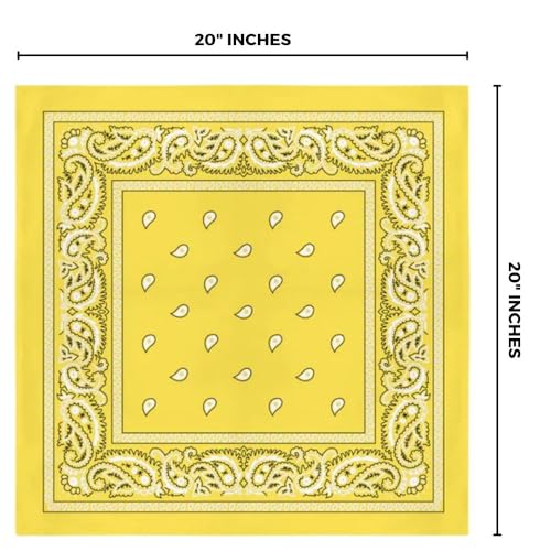 Amscan womens Paisley Bandana - color: Yellow, size: 20" x 20", 1 Piece