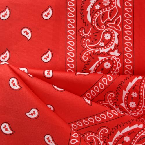NACHLYNN 10/20pcs Paisley Bandanas Assorted Bandanas Cowboy Polyester Headbands Square Scarf Headwear - color: Red