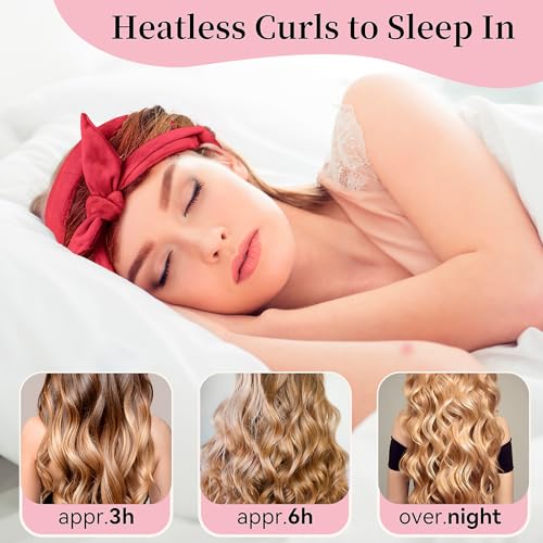 Heatless Curling Rod Headband, Upgraded 60" Extra Long Heatless Curls Headband Soft Hair Curlers to Sleep In Hair Rollers No Heat Curls (Red) - color: Red