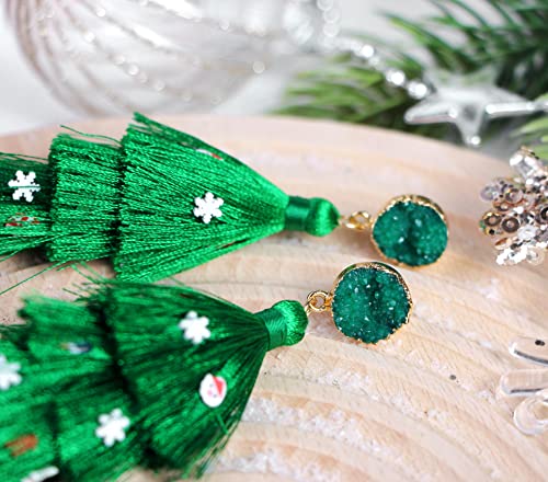 Me&Hz Colorful Layered Tassel Earrings Bohemian Statement Tiered Tassel Big Dangle Drop Earrings for Women Druzy Studs Valentine’s Day Gift - color: Christmas B