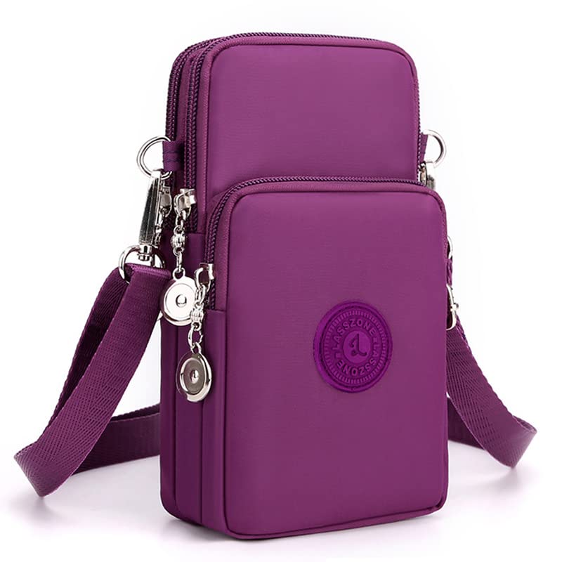 WITERY Waterproof Nylon Cute Crossbody Cell Phone Purse Smartphone Wallet Bag for Women - color: Purple 2