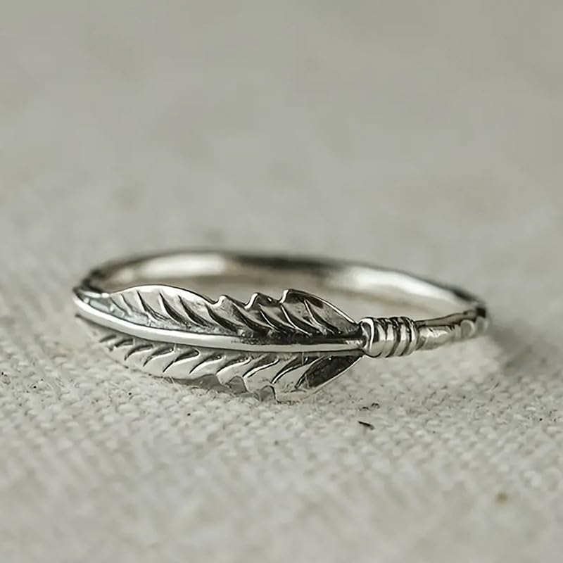 Vintage Oxidized 925 Silver Leaf Braided Twisted Wrap Thumb Ring Feather Leaf Simple Dainty Boho Sterling Silver Midi Ring Sizes 10# - size: 10#