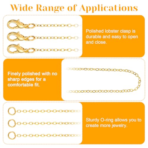 Wanmu 9.8Ft Necklace Chain for Jewelry Making, Gold Plated Stainless Steel Link Cable Roll with 10 Lobster Clasps, 30 Open Jump Rings for Men Women DIY Craft Charm Bracelet Supplies (1.5MM) - color: Gold
