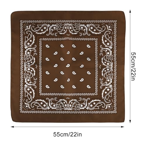 NACHLYNN 10/20pcs Paisley Bandanas Assorted Bandanas Cowboy Polyester Headbands Square Scarf Headwear - color: Brown