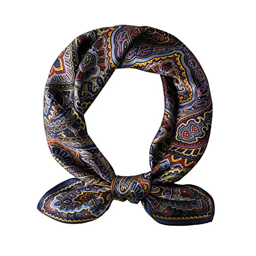 STARWHISPER 100% Pure Mulberry Silk Square Scarf-27''x27 Lightweight Hair Scarves Headscarf Night Sleeping with Gift Packed - color: Paisley Purple
