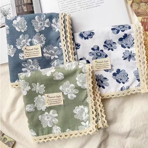 Soft Cotton Like Lace Bandana Headband, Head Wrap, Protective Coverage, Hair Neck Scarf for Women 24 x 24 inch - color: Cas016 - White Flower G