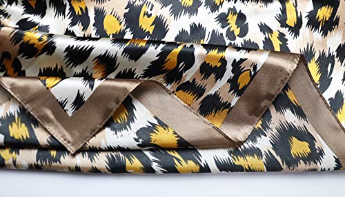 vabovin Satin Head Scarf for Women Silk Like Hair Scarf, 35 x 35 in | Silk Feel Fabric, Hair Wrap for Sleeping, Headscarf and Neck Scarf, Square Bandana Style, Fashion Accessory - color: 049 Coffee Leopard Print