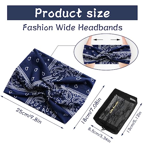 S&N Remille Wide Headbands for Women, Large Hairband, Elastic Non-Slip Headband Twist Knotted Accessories, Yoga Workout Vintage Hair 3 Pack - color: Colour-1
