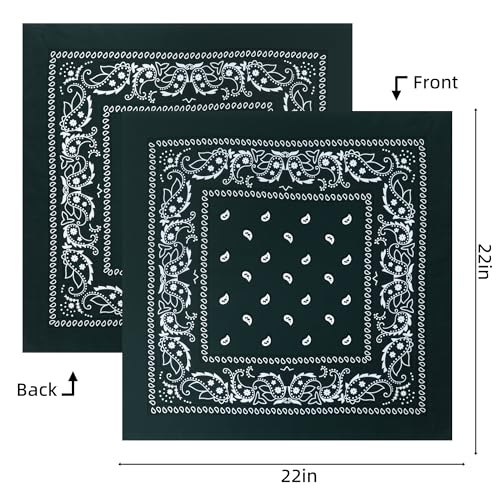 Raylarnia 8 PCS 100% Cotton Bandanas, 22 Inchs Multi-Purpose Bandana Scarfs Headbands for Men and Women - color: 4-dark Green/4-green