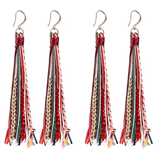 Bohemian Dangle Earrings for Women with Long Tassel Design Drop Earrings - style: Boho-tassel-2pcs