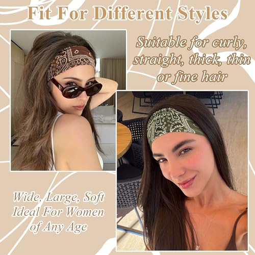 Bandana Headband Boho Head Bands For Women Wide Head Wraps Soft Turban Headband African Paisley Hair Bandana Scarf Headbands Stretchy Hair Band For Women Teen Girls - color: Style 148