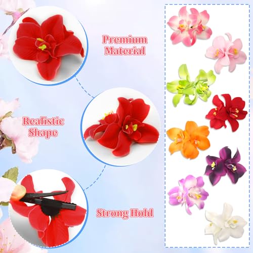 JANYUN Flower Hair Clips, 8 Colors Bohemian Hawaiian Fabric Flower Hairpin for Seaside Holiday Bridal Bobby Pins Headwear Bobby Pins Hair Accessories