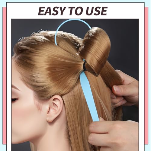 Teenitor 4pcs Pony Hair Tail Tools, 2 Pairs Hair Loop Styling Tool Hair Flipper Pull Through Tool, French Braiding Hair Tool Hair Accessories for Women Girls, Loop Hair Tool, Light Blue/Light Pink - color: Light Blue/Light Pink