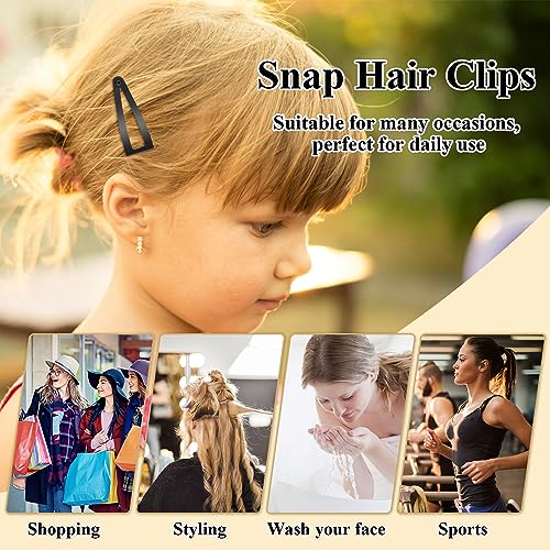 10 Pcs Double Grip Hair Clips, Sightor Metal Snap Hair Clips Hair Barrettes for Women Hair Making Salon Supplies Hair Accessories (Black) - color: Black