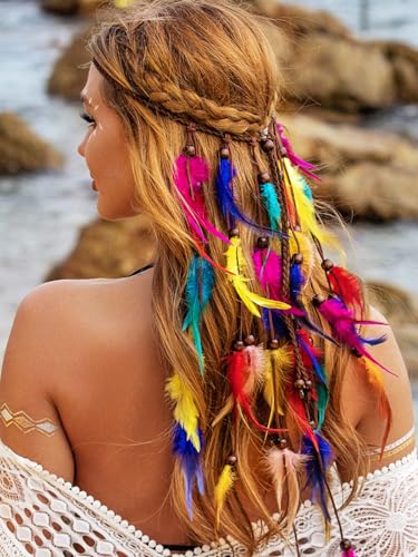 Colorful Feather Headband Rainbow Pride Hair Accessories for Women