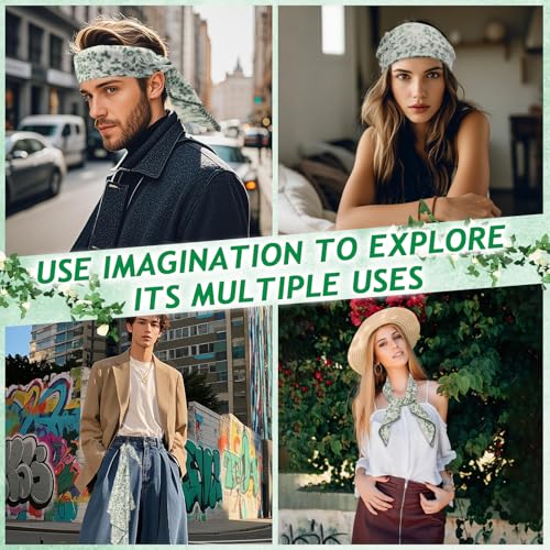 Large Cotton Bandanas for Women, 27 x 27 inch Hair Neck Scarf, Headband Square Scarf - color: Mint Breeze