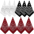 NACHLYNN 10/20pcs Paisley Bandanas Assorted Bandanas Cowboy Polyester Headbands Square Scarf Headwear - color: Burgundy,white,black