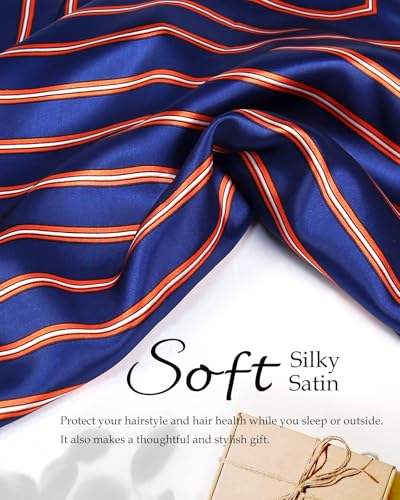 Silk Press Wrap for Hair with Net, Stretchy Knit Hair and Scarf Set, No Marks Comfort Edge, Breathable Hair Wrap Net for Sleeping Women - color: Digital Square