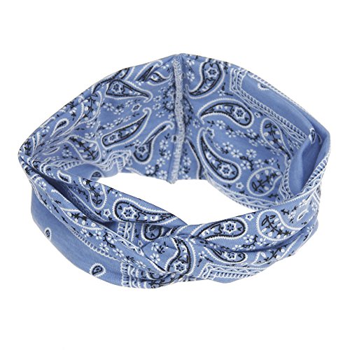 Assorted Paisley Print Wide Bandana Knot Headbands Criss Cross Head Wrap Hair Band (4 Colors Pack B) - color: 4 Colors Pack B