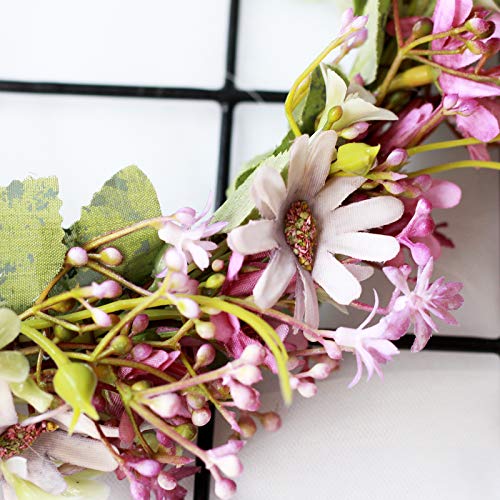 Vivivalue Daisy Flower Crown Floral Wreath Headband Hair Garland Flower Halo Headpiece with Ribbon Wedding Party Festival Photos Purple - color: 91