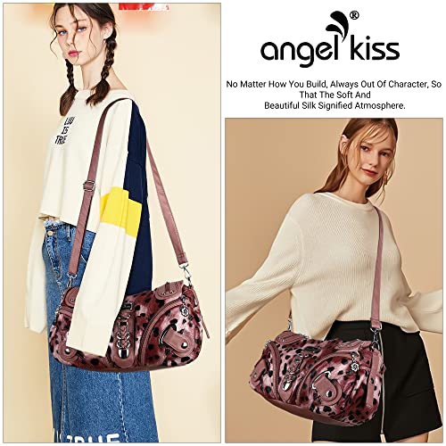 Angelkiss Hobo Purses and handbags for Women Satchel Handbag Women Purses Large Daily Shoulder Bags | Purses - color: Leopard Pink