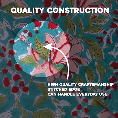 AVKA Studio 100% Cotton Bandanas for Women & Men, 2 Pack 20x20 Inch, 22x22 inch Hand Printed, Lightweight Cotton Handkerchief - color: Blue & Peach, size: 22 x 22 Inches Large