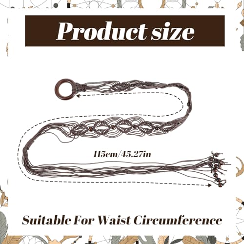 Women's Bohe Rope Braid Waist Belt Bohemian Woven Belt for Women Wooden Beaded Braided Belt Renaissance Rope Wide Belts