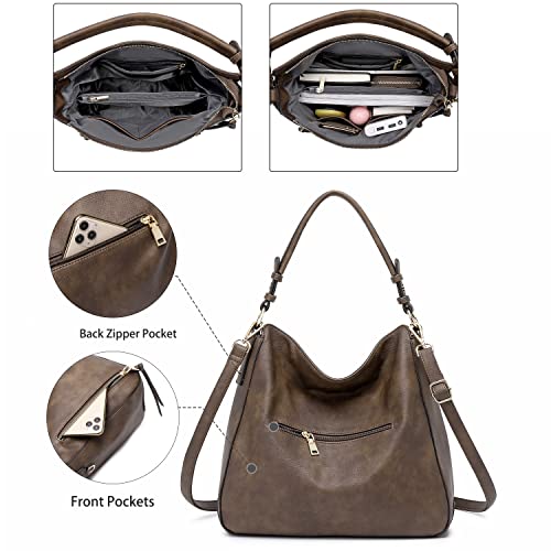 lapsting Hobo Bags for Women Handbags Purse Ladies Boho Shoulder Bag Crossbody Purses Faux Leather - color: B - 15.2inch Coffee - Gold Hardware